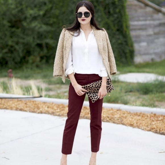 Anthropologie The Essential Slim Trousers Red Ankle Crop Pant Size 2 - Picture 11 of 11